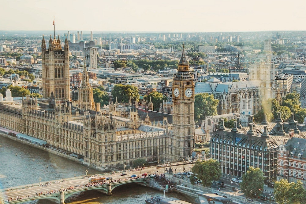 birds eye view of houses of parliament